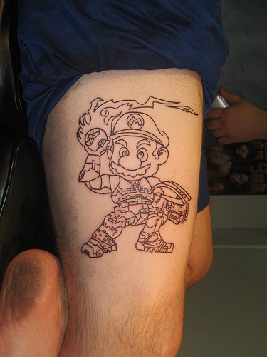 Here is a look at the five best (according to me) Mario tattoos.