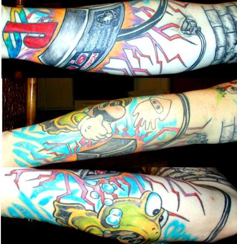 Super Mario Brothers Tattoo Sleeves Look Awesome