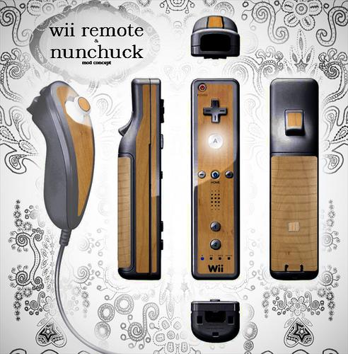 nintendo wii remote wood vintage design