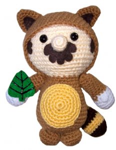 super mario brothers 3 tanooki suit crochet doll