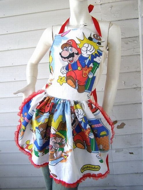 mario bros and zelda apron