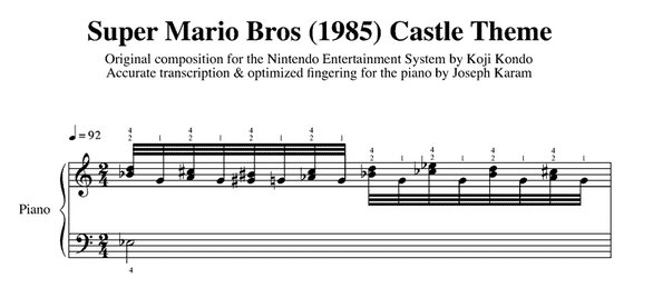 Mario Sheet Music Castle Theme